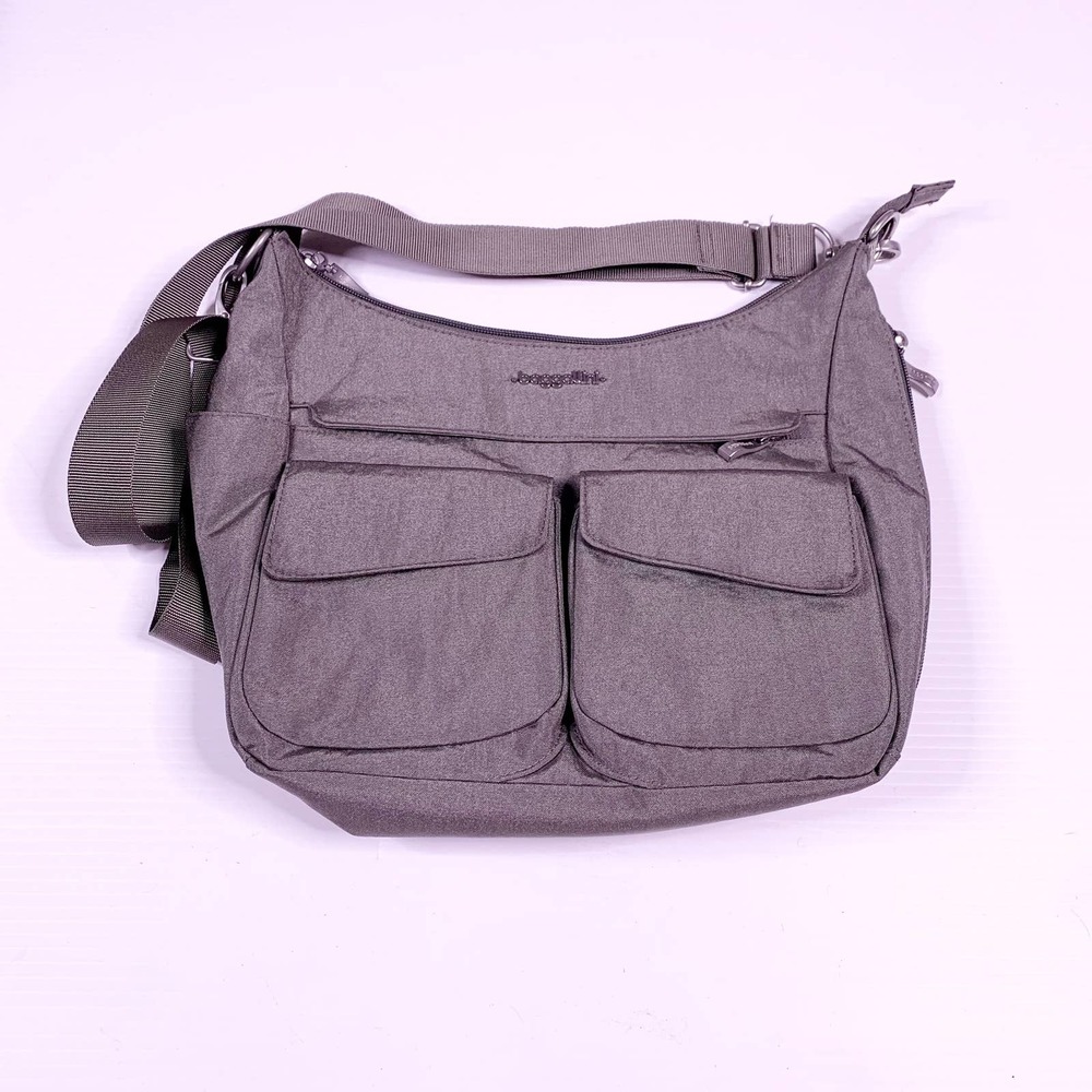 Baggallini Pocketful Crossbody Bag Sterling Silver Grey Washable Nylon Travel